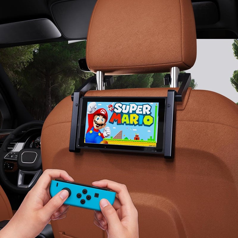 HalaGong Car Holder for Nintendo Switch/OLED, Foldable and Adjustable Table Stand Playstand Bracket, Portable Compact Console Desktop Holder Dock Car Headrest Play Stand Mount, Black - Image 4
